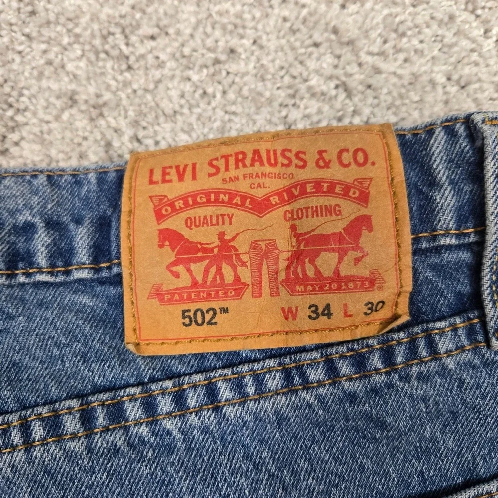 Levis‎ 502 Jeans Mens 34x30 (fits 34x28) Blue Medium Wash stretch